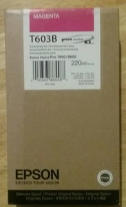 08-2025 NEUF STYLET D'ENCRE AUTHENTIQUE EPSON T603B MAGENTA 220 ml 7800 9800 T603B00 - Photo 1/2