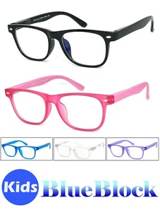 Kids Square Frame Blue Light Blocking Glasses Computer Anti Eye Strain - Picture 1 of 21