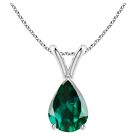 120Ct Pear Shape 100 Natural Zambian Emerald Pendant In 14Kt White Gold