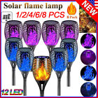 1-8pcs 12LED Solar Flame Torch Light Garden Dancing Flickering Waterproof Lamp