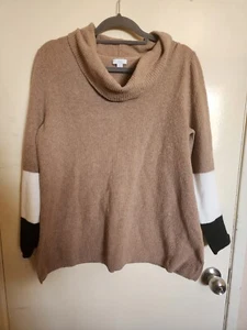 J.Jill Womens Tan Long Sleeve Sweater Cowl Neck Striped Arms Knitted Size Large - Picture 1 of 7