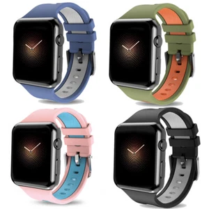 Silicone Sport Watchband for Apple Watch Series 7 6 5 4 3 2 1 SE Bands 40mm 44mm - Picture 1 of 34