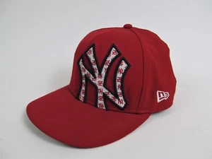 New York Yankees Hat Cap New Era 59Fifty Fitted Size 7 1/4 Red Wool - Picture 1 of 8