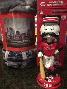 Mr. Redlegs *ALL STAR* Bobblehead SGA Cincinnati 23/08/14 + Manta de LUJO Rojos - Imagen 1 de 5