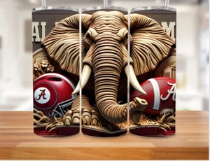 Alabama Crimson Tide Football Stainless Steel Tumbler 20 Oz 3d Elephant Face - Picture 1 of 3