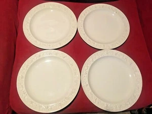 Set of 4 Wedgwood Queensware Jasperware Embossed White Cream 6.25" Plates NICE!! - Picture 1 of 3