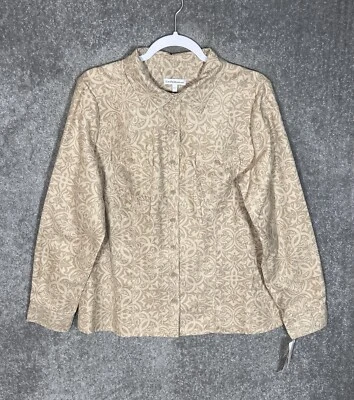 Top Croft & Barrow imitación gamuza manga larga abotonada para mujer talla grande tostado nuevo con etiquetas Foto 1 de 4