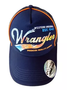 Wrangler USA Adult's New Navy Blue Snapback Trucker Western Cowboy Hat Cap - Picture 1 of 9