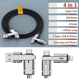 120W 4 in 1 Multi USB Telefon Datenkabel Schnell Ladekabel USB C Micro Typ C - Bild 1 von 13