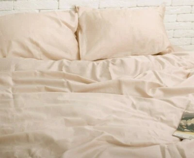 Natural Cotton Satin Duvet Cover in Peach Twin Full Queen King Custom Size - Image 1 of 2