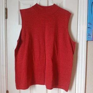 Women's Nygard Red Sparkle Sleeveless Sweater Shirt Size XL Shimmer Glitter  - Picture 1 of 4