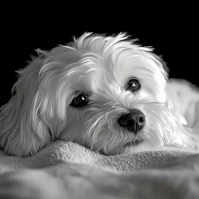 Dog Diamond Art Kits for Adults, White Cute Dog Diamond Painting Kits for Adults