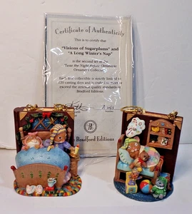 1996 2ND Bradford Ornaments MICE Twas the Night A LONG WINTER'S NAP- 2pcs + COA - Picture 1 of 8