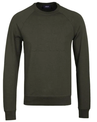 Armani Jeans Mens Embossed Logo Crewneck Sweatshirt Small Dark Green - NWT $145 - Image 1 of 4
