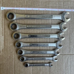 Vtg Craftsman 7pc SAE Ratcheting Combination Wrench Set 12 Point USA -VA- - Picture 1 of 15