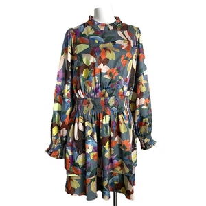THML Dress XL Smocked Waist Abstract Floral Layered Tiered Flowy Ruffle Colorful - Picture 1 of 20