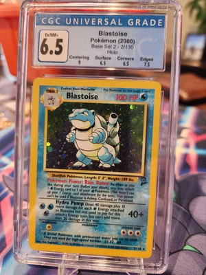CGC 6.5 Blastoise Base Set 2 Holo Rare 2/130 Pokemon Card Graded sub grades - Image 1 of 4