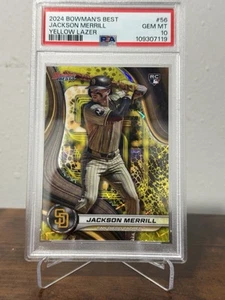 Jackson Merrill 2024 Bowman's Best Yellow Lazer #56 RC 63/75 PSA 10 GEMA COMO NUEVO - Imagen 1 de 4