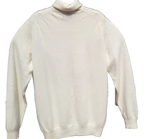 Cashmere Turtleneck Sweater Men Alan Paine Size 48 Cream Off White Made England - Picture 1 of 24