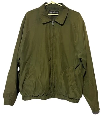 Perry Ellis Portfolio Men's Vintage Green Nylon Blend Zip Up Jacket Size XL - Image 1 of 4