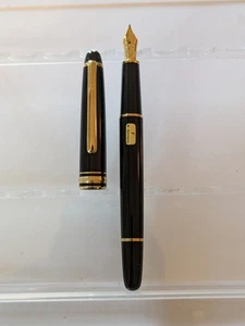 vtg Black GT Montblanc Meisterstuck 144 Fountain Pen - F Flex Nib - Picture 1 of 11