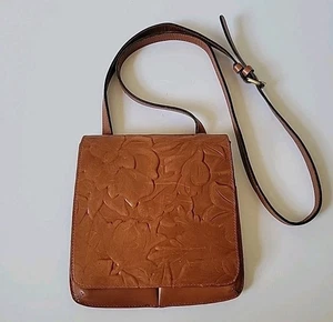 Patricia Nash Granada Embossed Brown Leather Crossbody Bag Western - Picture 1 of 15