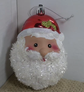 Santa head ornament sparkley it shiny plastic - Picture 1 of 3