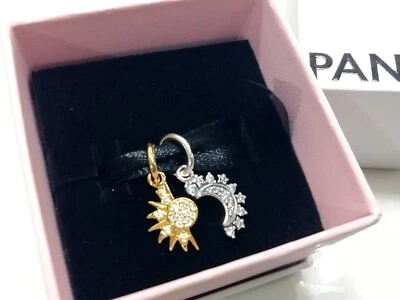 PANDORA CHARMS ORIGINALE PENDENTE SOLE LUNA DIVISIBILE FIDANZAMENTO LUI LEI - Immagine 1 di 4