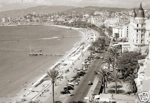 Cannes La Croisette Costa Azzurra Costa Spiaggia Riprod. Stampa Foto Antica - Picture 1 of 3