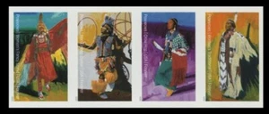 US #5978a-81a 5981c Powwows Imperf Hor. Tira de 4 sin troquelados NDC - Imagen 1 de 1