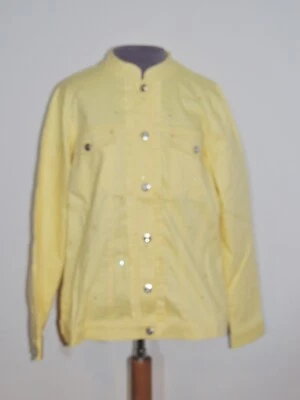 Quaker Factory Yellow Cotton Jacket w Rhinestones NWT sz S (med ok) - Image 1 of 4