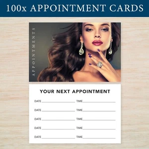 100 tarjetas de cita peluquero salón peluquero maquillaje belleza post gratis - Imagen 1 de 10