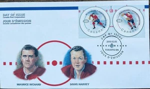 Canada Poste 1938 grandes del hockey Maurice Richard Doug Harvey - Imagen 1 de 2