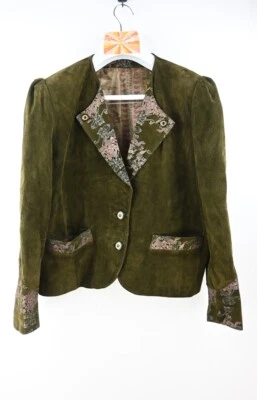 Chaqueta de cuero de gamuza Duipèl vintage en oliva talla EU46/UK16 Foto 1 de 4