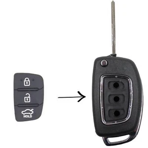 To Suit Hyundai Santa Fe/Elantra i20 iX45 3 Button Flip Key Replacement Rubber B - Picture 1 of 7