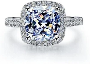 Jewelry 3 Carat VVS1 Simulated Diamond Engagement Ring For Women Silver Wedding - Picture 1 of 6