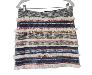 Anthropologie Moulinette Soeurs Erine Fringe Sequin Skirt lined Womens Size 4 - Picture 1 of 7