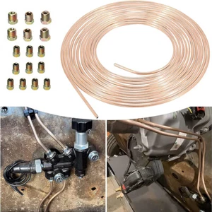25 Foot Roll Coil 3/16" OD Copper Nickel Brake Line Tubing +16Pcs Fittings US - Picture 1 of 14