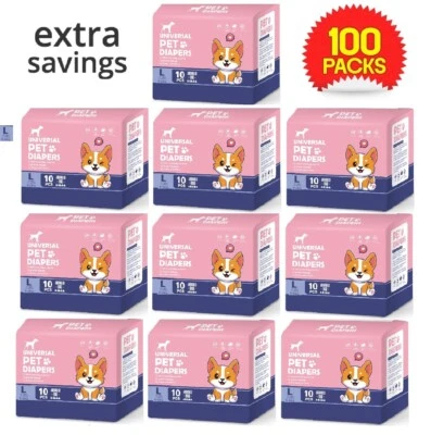 100 ct Female Disposable Dog Diapers, Tight & High Absorption, Comfort, Size L - Image 1 of 4