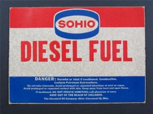 OLD VINTAGE  STANDARD OIL SOHIO  DIESEL FUEL  GAS TANK DECAL STICKER ORIG  1960s - Picture 1 of 4
