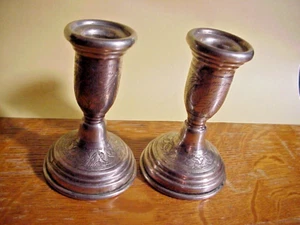 Antique STERLING SILVER Pair of CANDLESTICKS Hallmarked - Bild 1 von 7