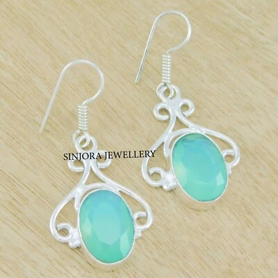 Orecchini pendenti/goccia fatti a mano in argento sterling 925 con pietra pre... - Immagine 1 di 4