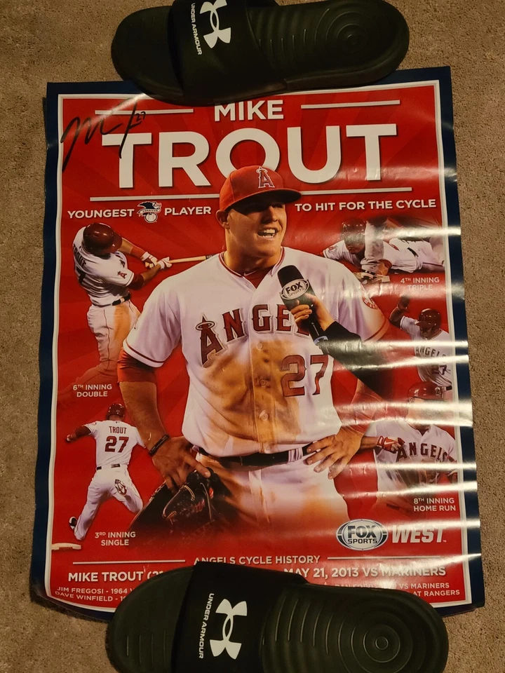 Mike Trout Youngest Player To Hit For The Cycle Poster Los Angeles Angels - Image 1 of 1
