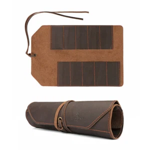 Coltelli in pelle legno intaglio rotolo attrezzi organizer portacoltelli sacchetto-regalo natale - Foto 1 di 23
