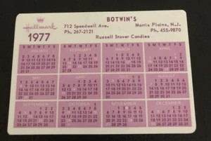 Tarjeta calendario billetera brillante vintage 1977 BOTWINS Morris Plains NJ HALLMARK - - Imagen 1 de 2
