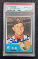 1963 STAN MUSIAL Signed Topps Baseball Card-HOF-ST. LOUIS CARDINALS-PSA