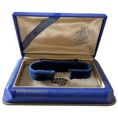 c1930s Vintage Blue Very Thin GRUEN Watch Display Box * Box only - Image 1 of 4