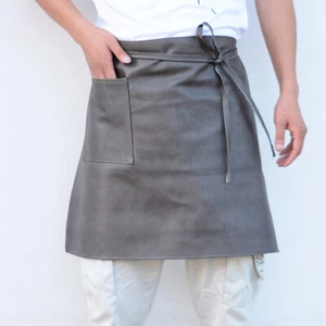 Leather Half Short Waist Apron Cafe Chef Aprons Pockets Waterproof Oilproof SPW - Picture 1 of 9