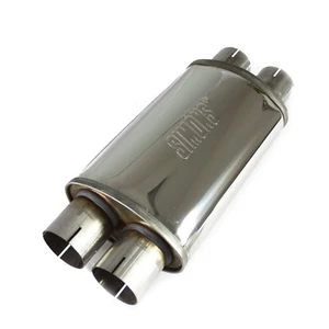 SIMONS EDELSTAHL SCHALLDÄMPFER UNIVERSAL DUO 63MM HOCHGLANZ - Afbeelding 1 van 5