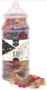 Happy 18th Birthday Sweets Gift Jar Fizzy Tangy Mix Medium or Large Mr Beez - Picture 1 of 3